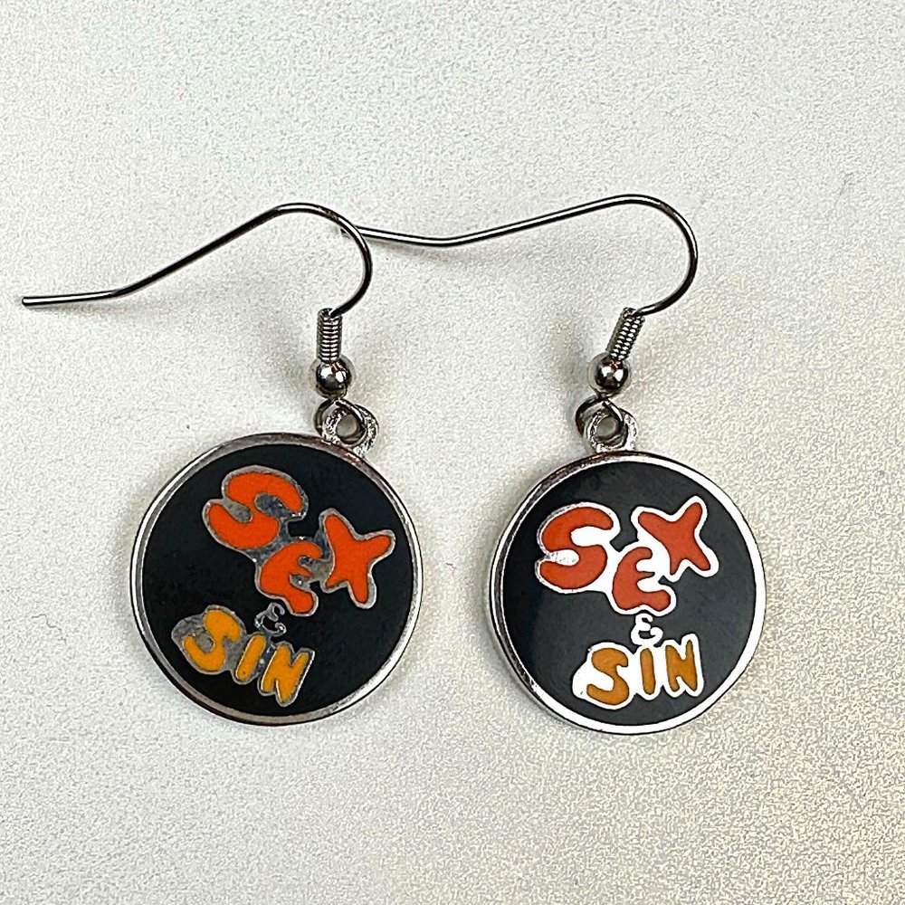 ED HARDY by Christian Audigier VINTAGE Earrings / Sex & Sin Earrings - Picture 2 of 5